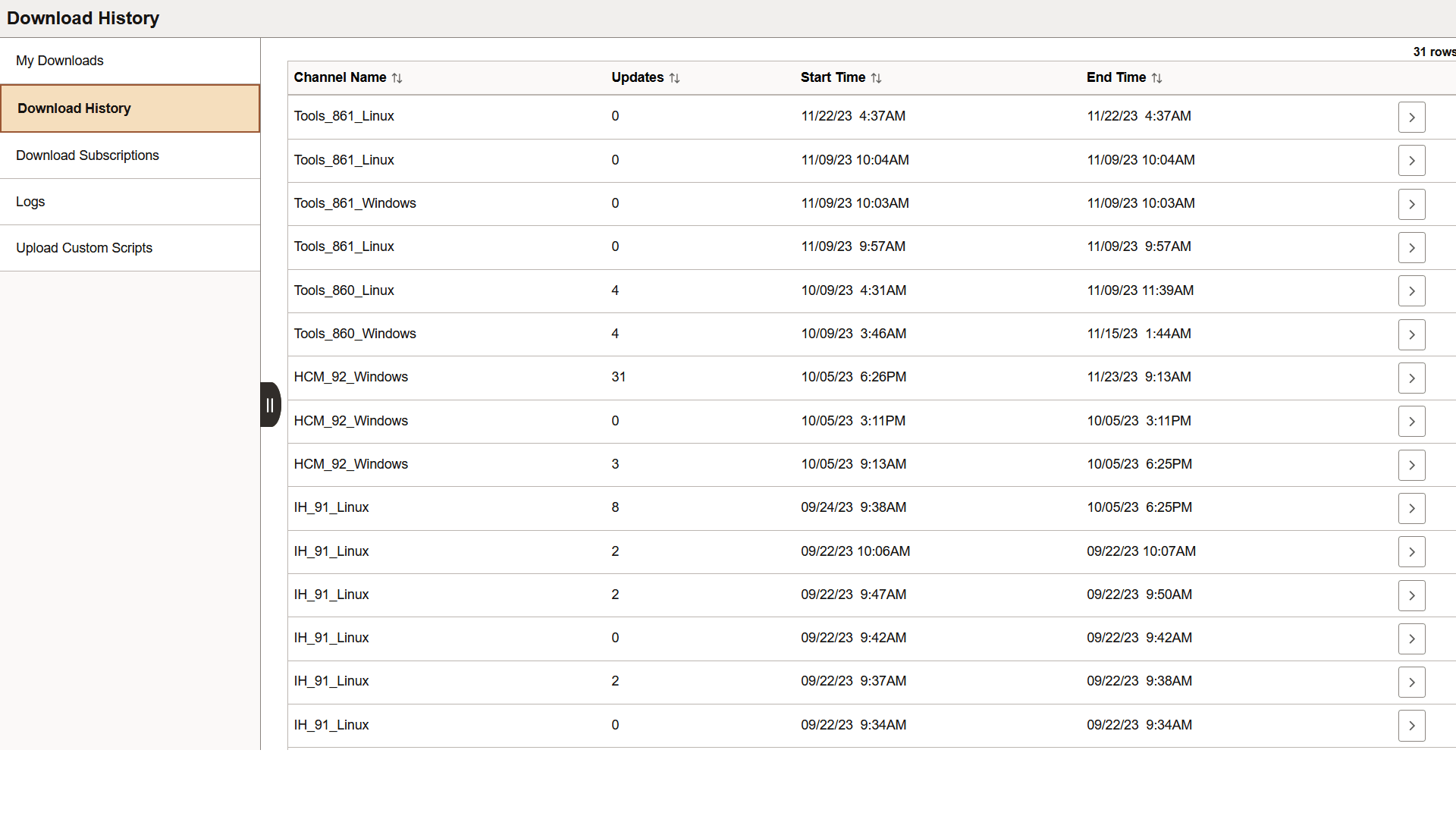 Download History page