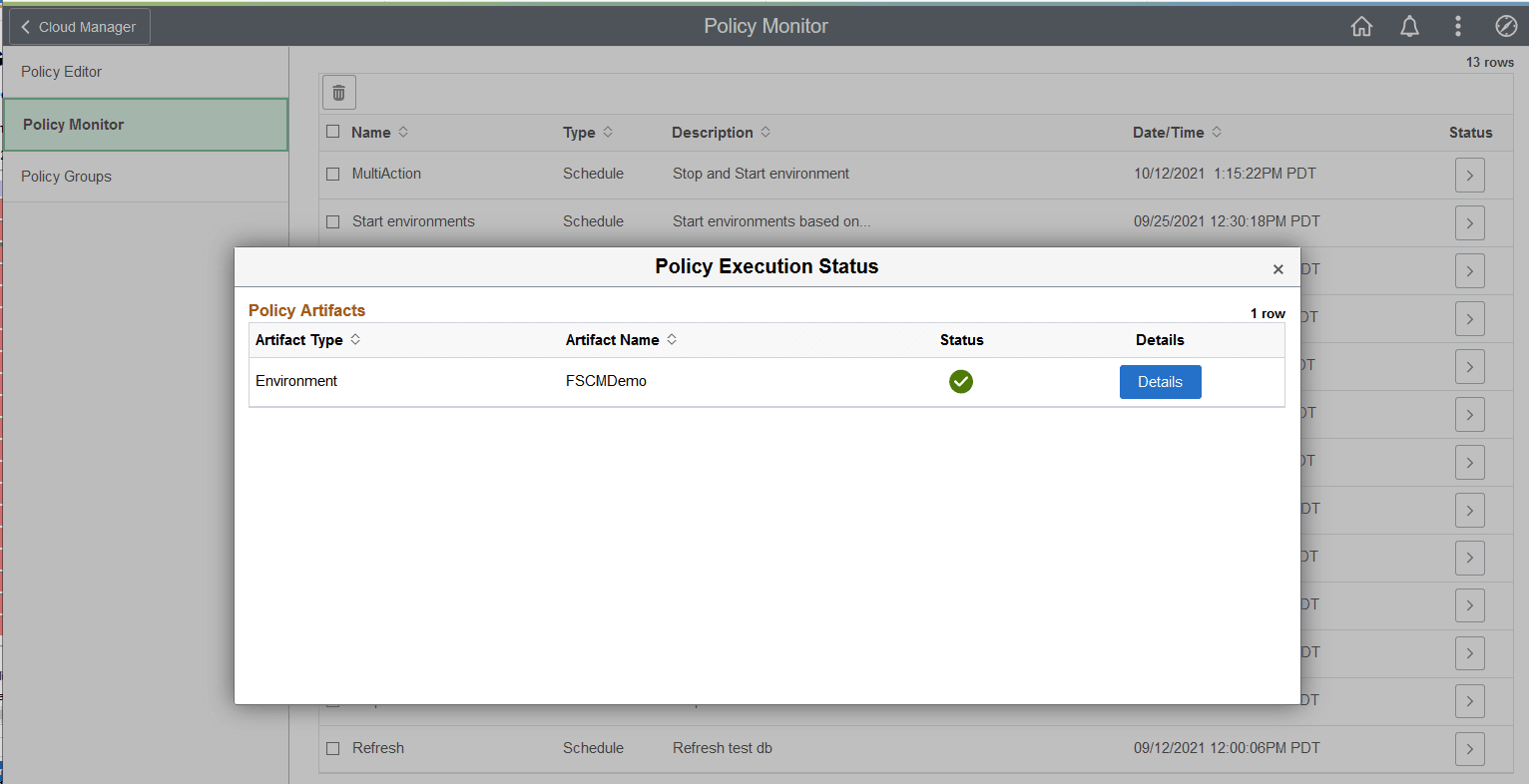 Policy Monitor page