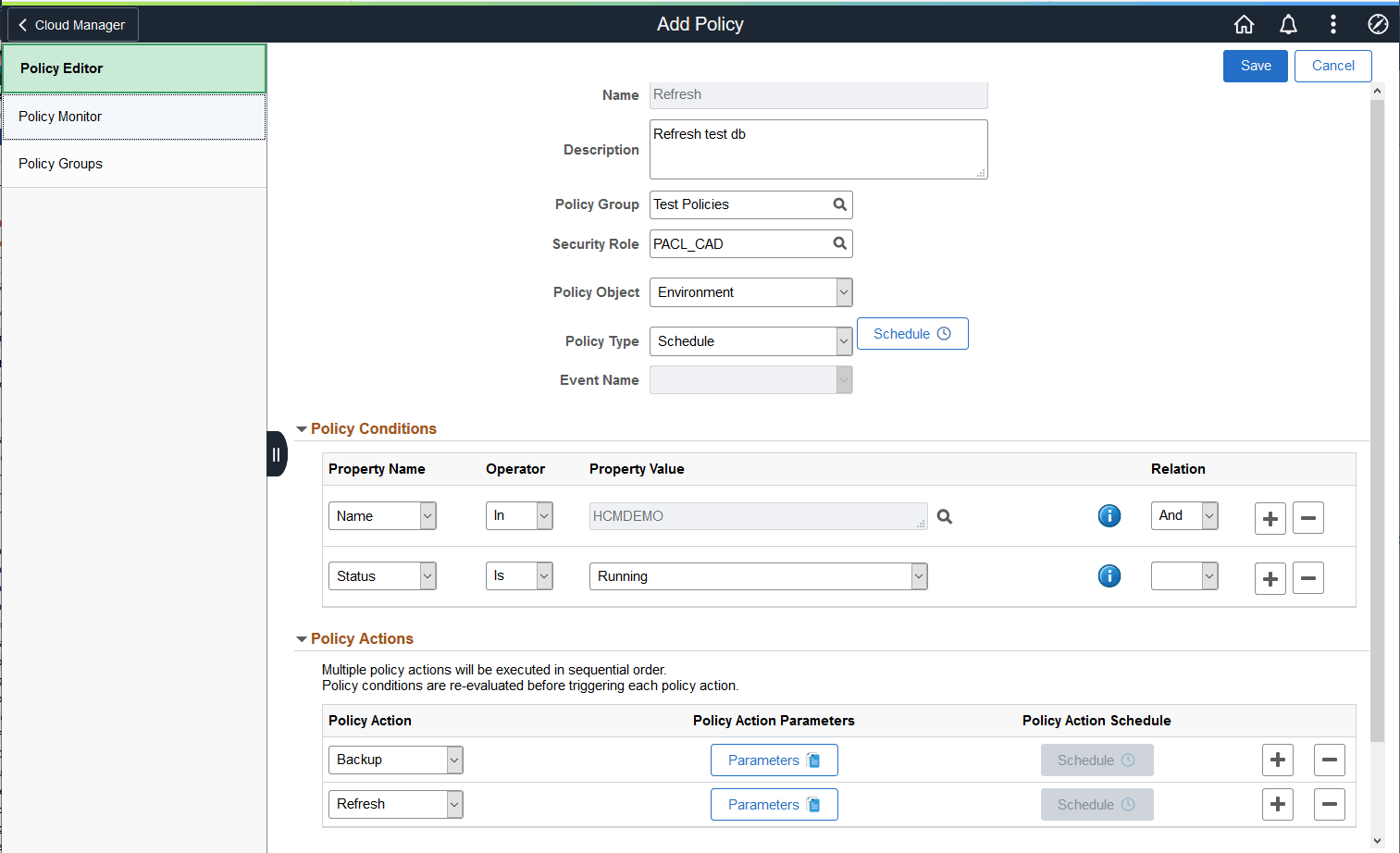 Policy with Multiple Actions