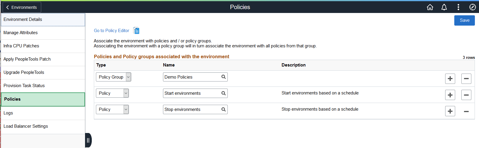 Policies page