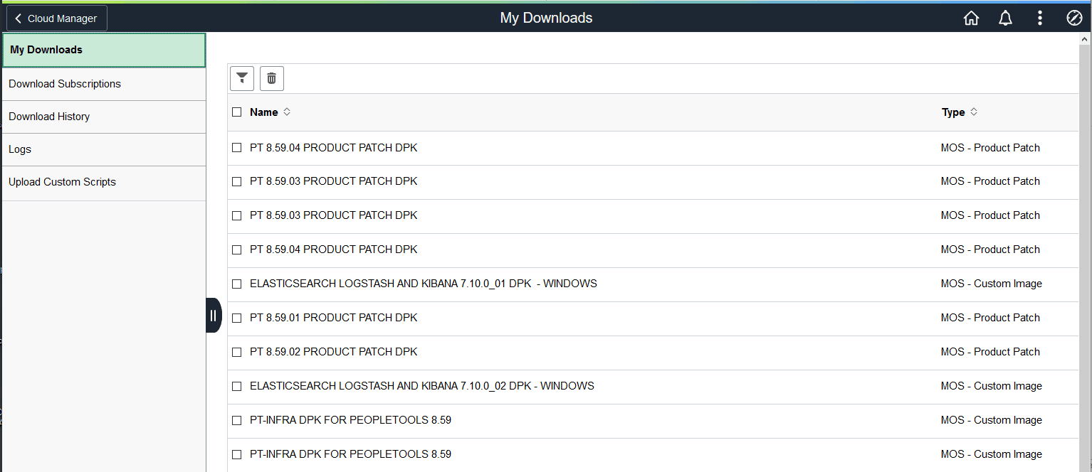 My Downloads page