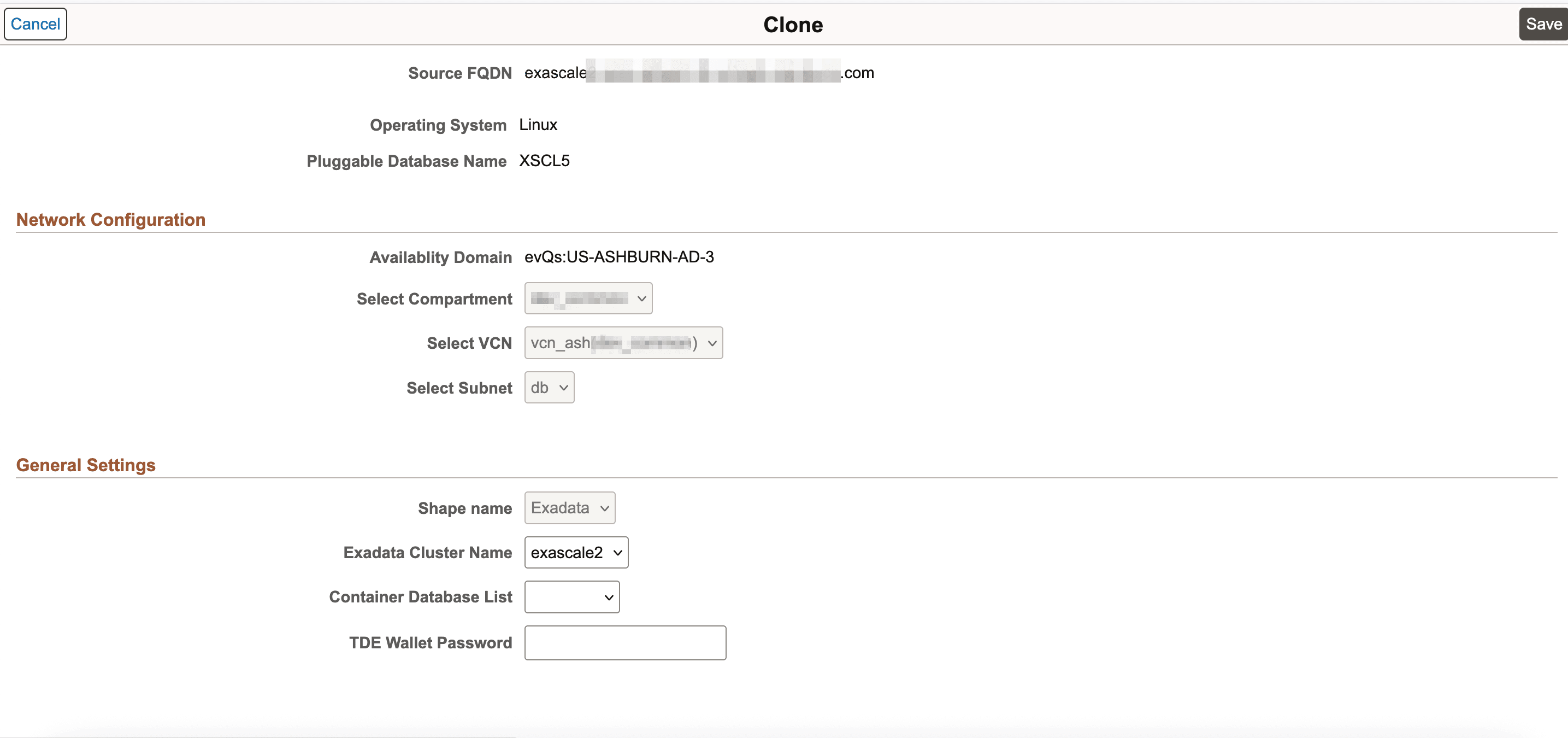 Configuration for Remote cloning for Exadata