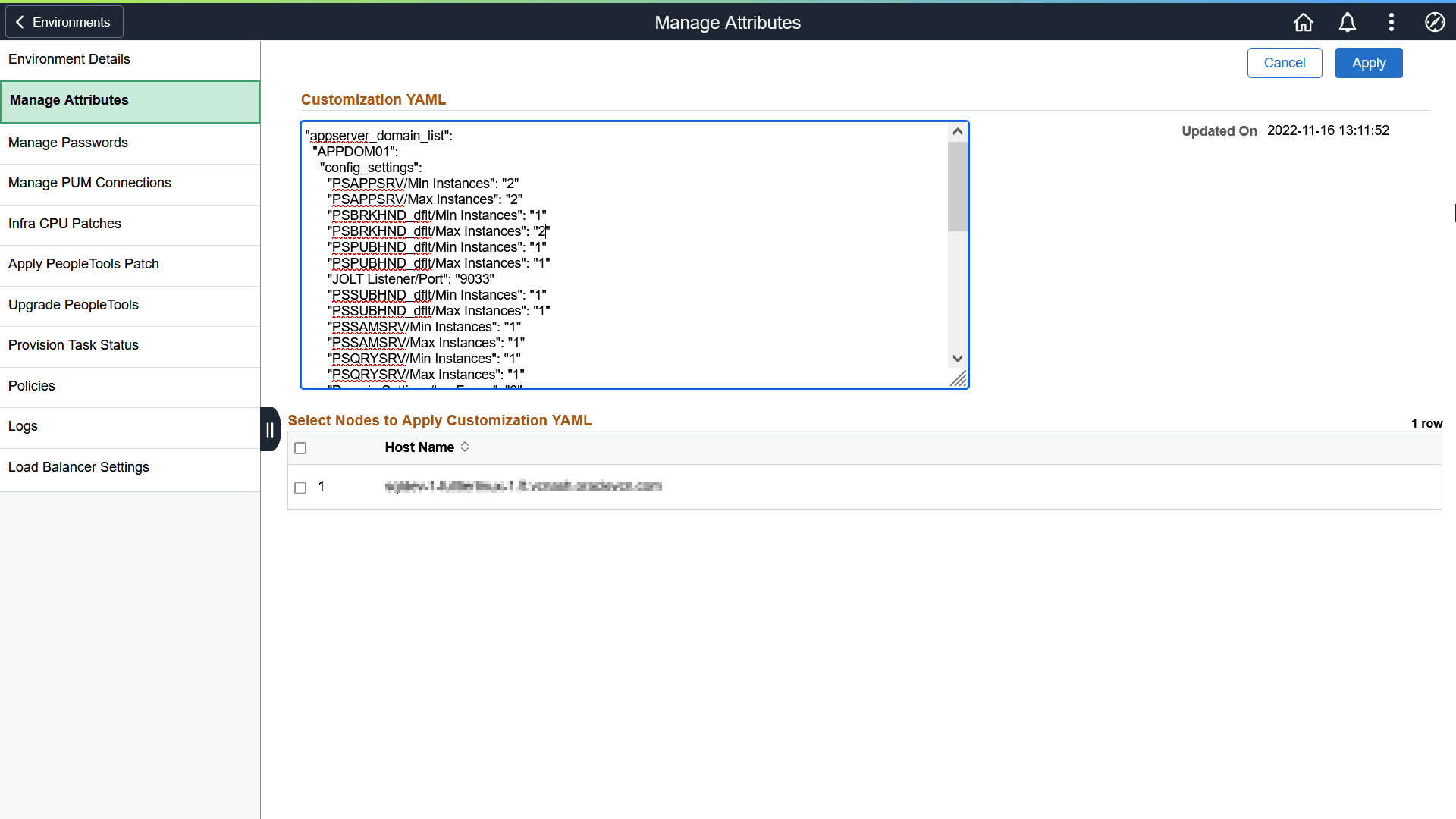 Customizing YAML file