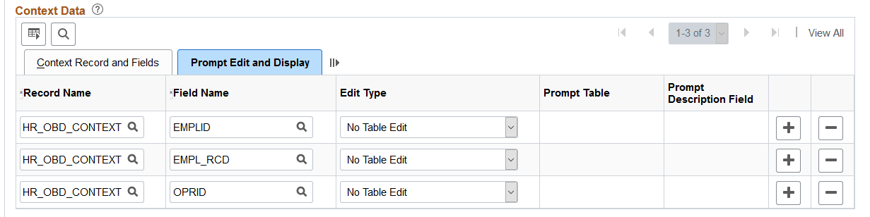 Categories - Context page showing the Prompt Edit and Display tab