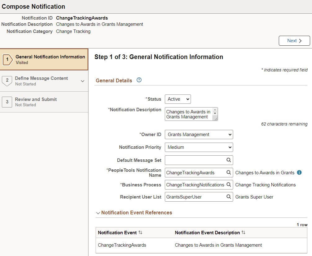 Example: Compose Notification - General Notification Information