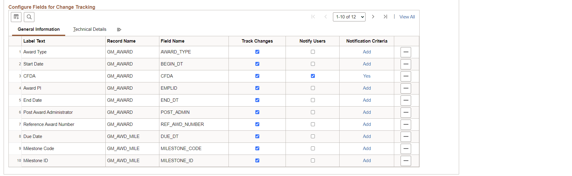 Page Configuration - Change Tracking (2 of 2)