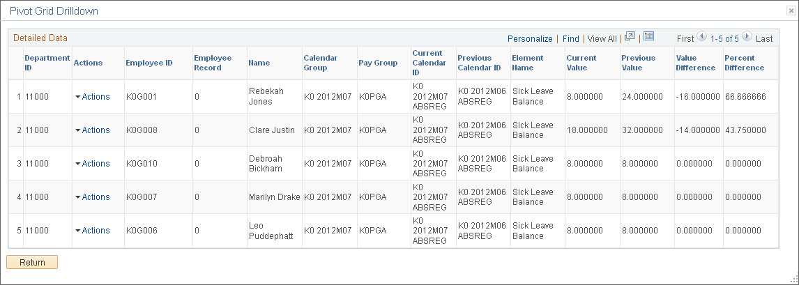 Pivot Grid Drilldown page