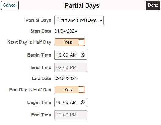 Partial days window