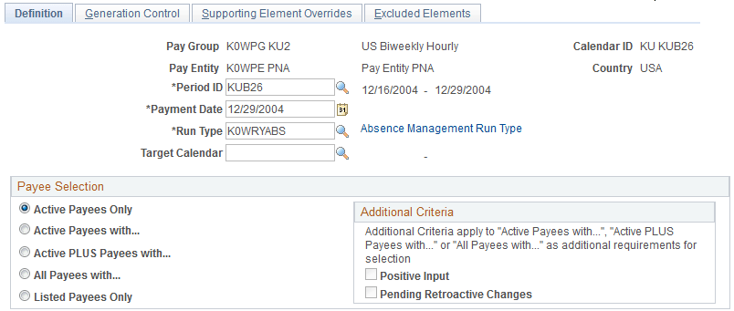 Calendars - Definition page