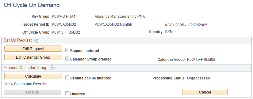 Off Cycle On Demand page