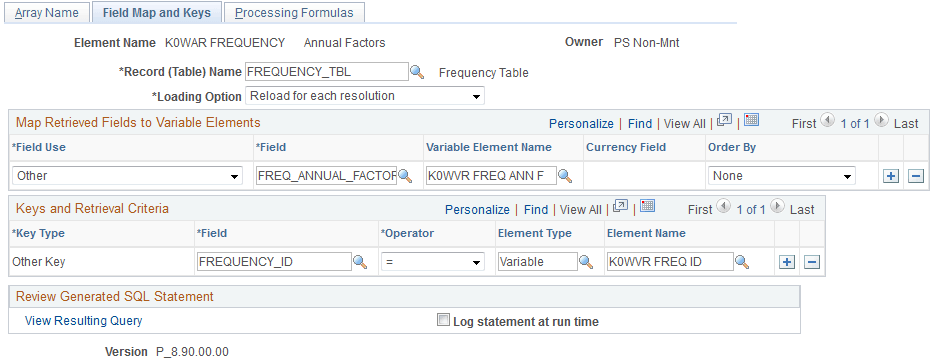 Field Map and Keys page