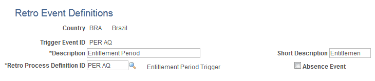 Retro Event Definitions page