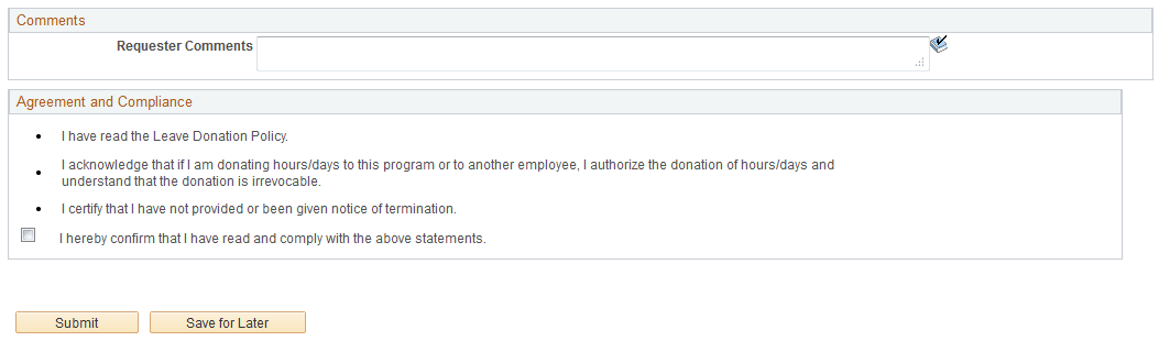 Request to Donate Leave page (2 of 2)