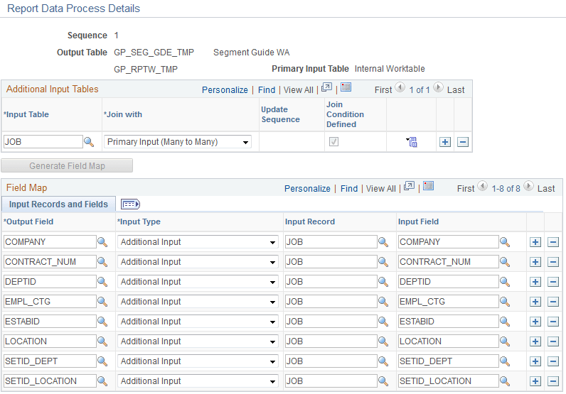 Report Data Process Details page (1 of 2)