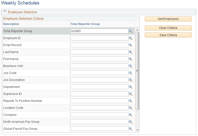 Weekly Schedules page (1 of 3)