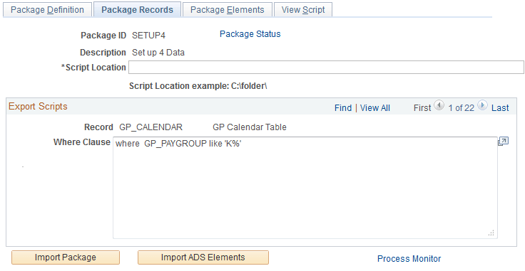 Import Non-Rule Records - Package Records page