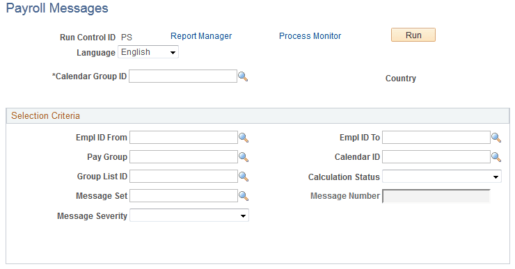 Payroll Messages page