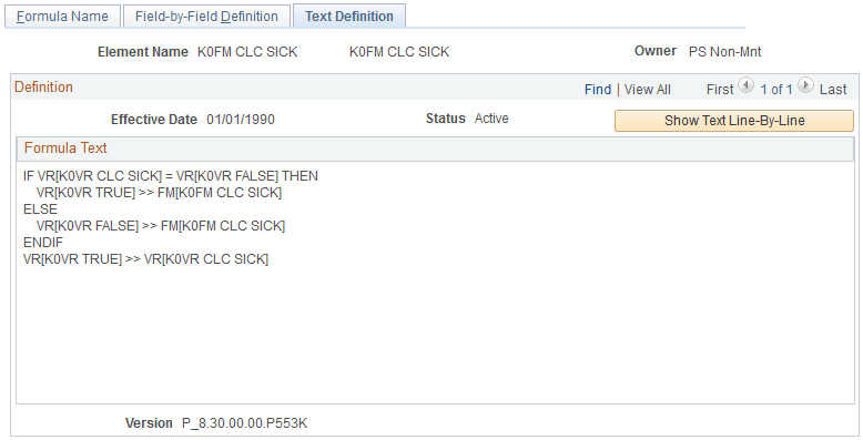 Text Definition page