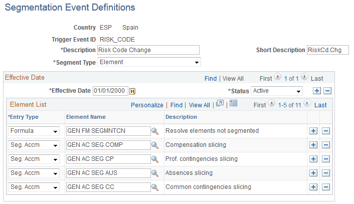 Segmentation Event Definitions page