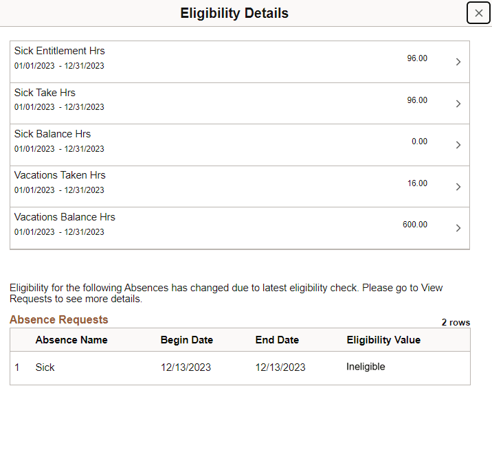 Eligibility Details Modal