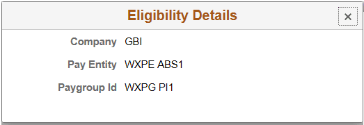 Eligibility Details Sub Page