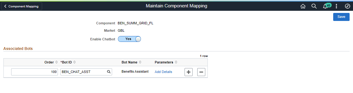 BA_Maintain Component Mapping Page