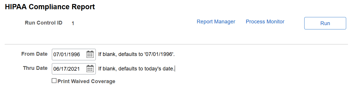 HIPAA Compliance Report page