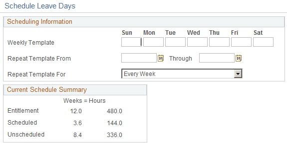 Schedule Leave Days page