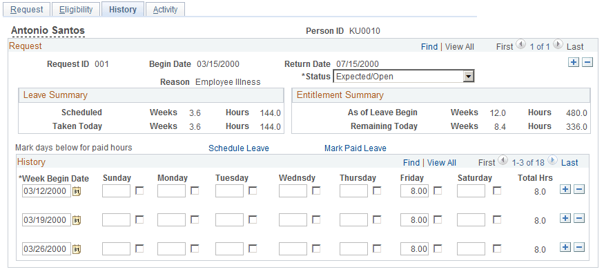 Request/Authorize/Track Leave - History page