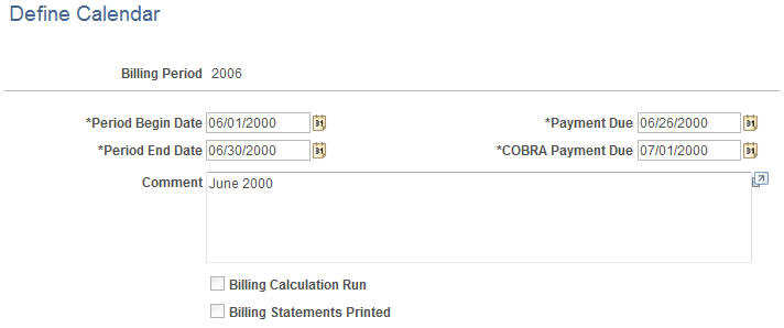 Define Calendar page