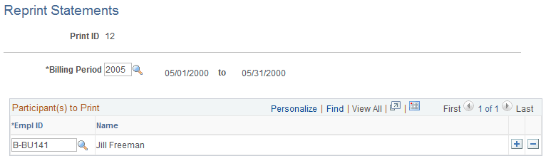 Reprint Statement page