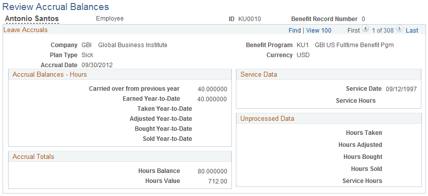 Review Accrual Balances page