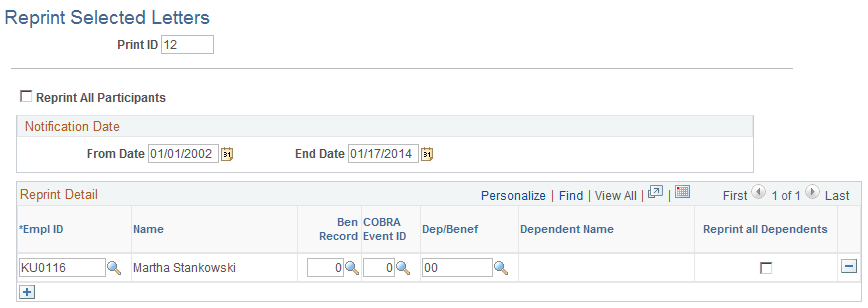 Reprint Selected Letters page