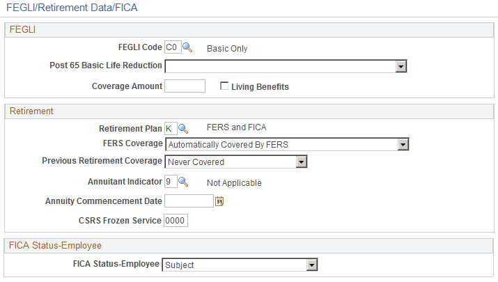FEGLI/Retirement Data/FICA page