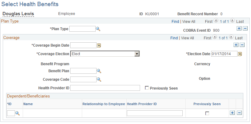 Select Health Benefits page