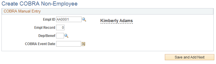Create COBRA Non-Employee page