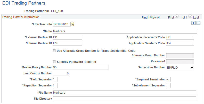 EDI Trading Partners page