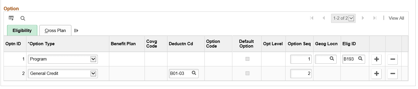 Benefit Program Table - Plan Type and Option tab part2