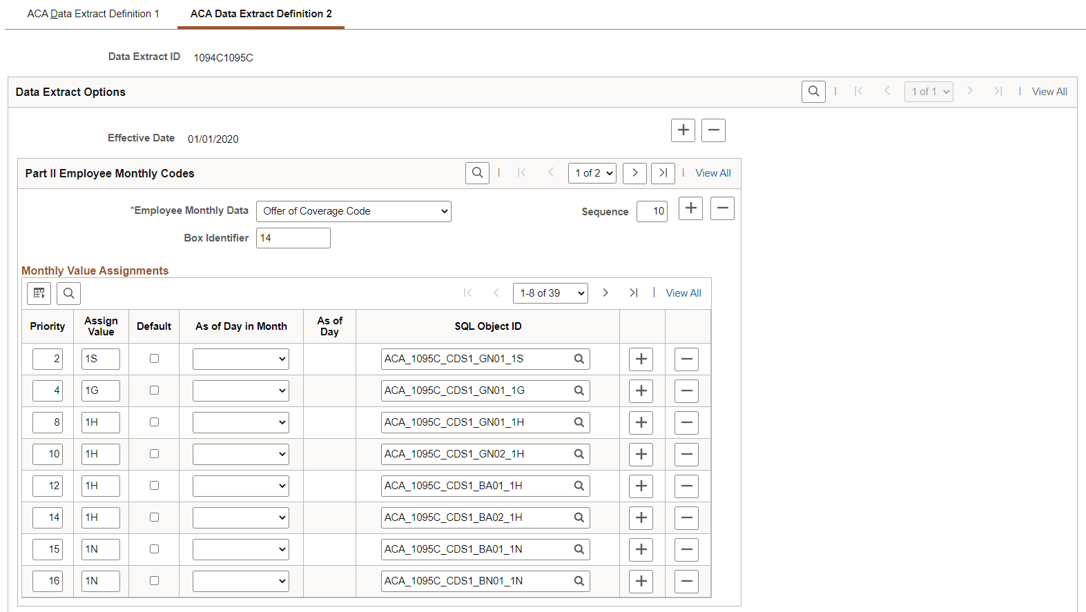 ACA Data Extract Definition 2 (Page 1 of 3)