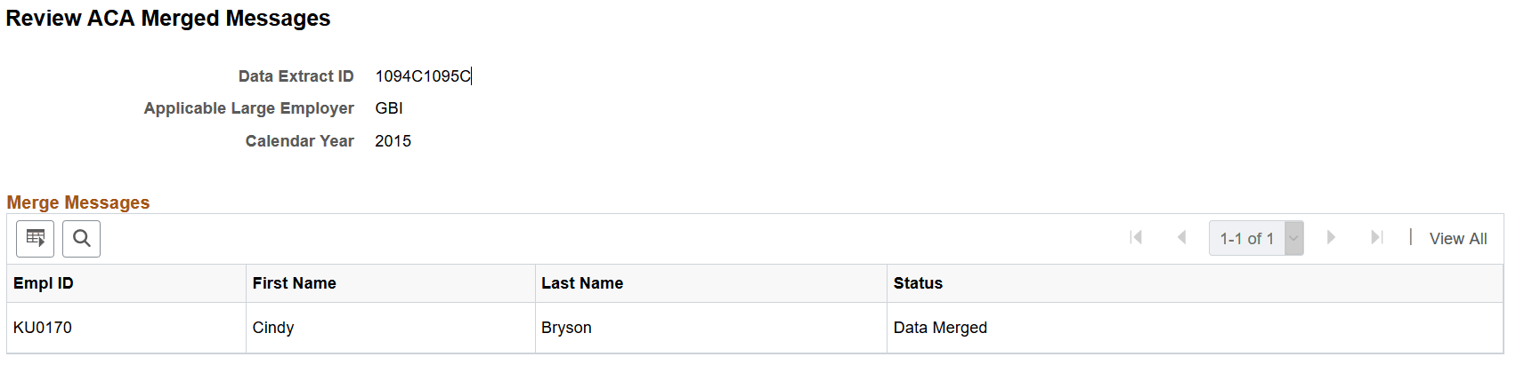 Review ACA Merged Messages page