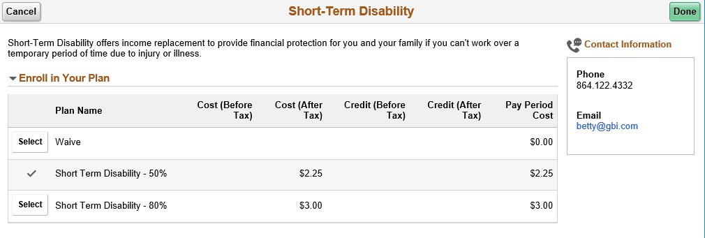 Short-Term Disablity page