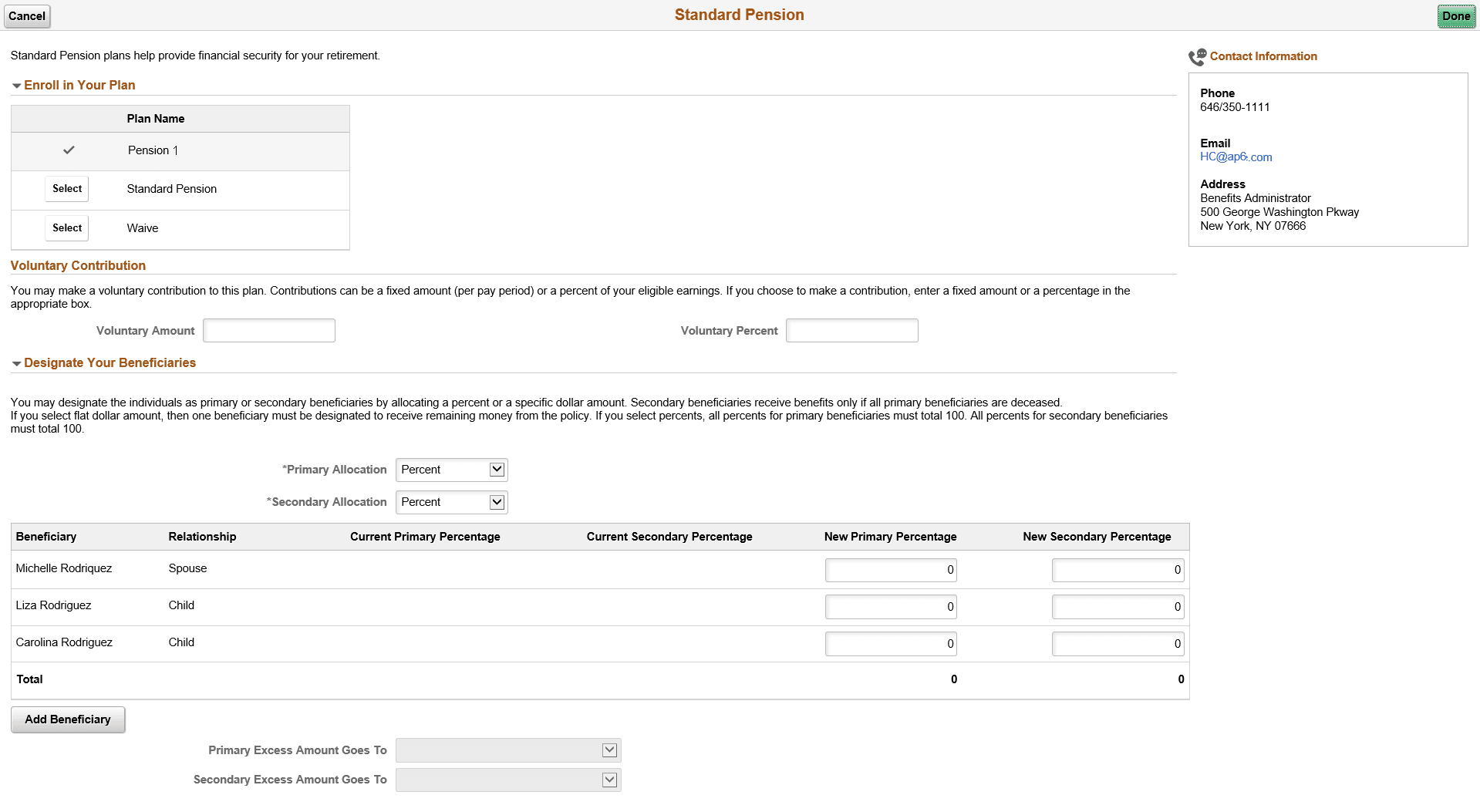 Standard Pension Page