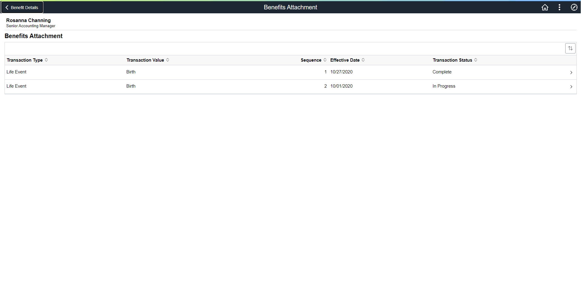 Benefits Attachment page