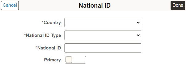 National ID modal window