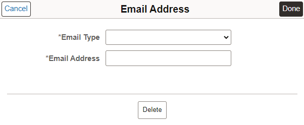 Email Address modal window