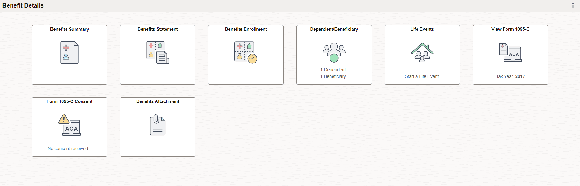 Benefits Details Tile Dashboard