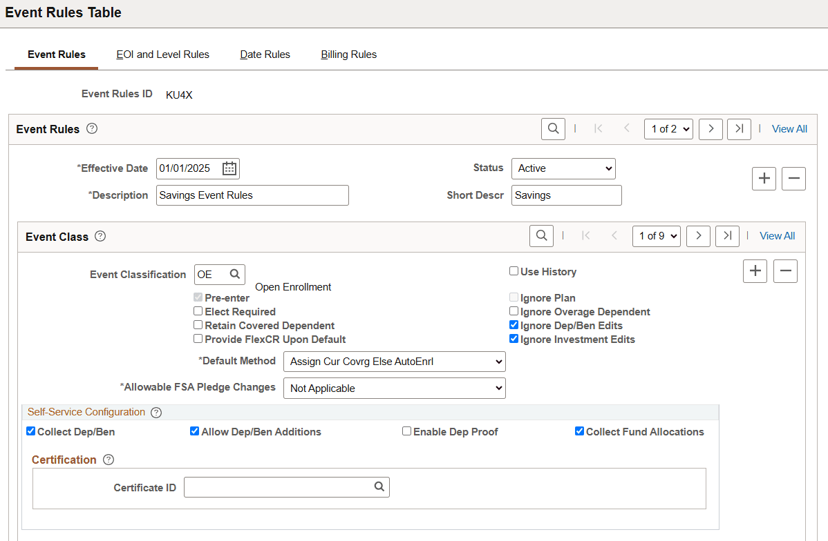 Event Rules Table (Page 1 of 2)
