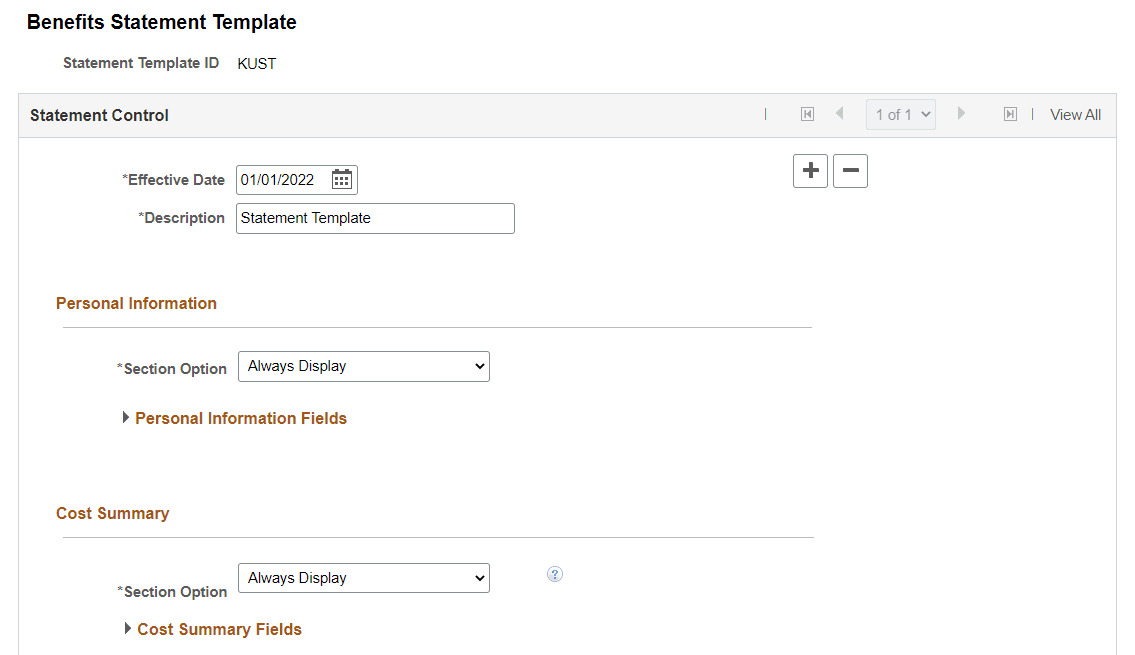 Benefits Statement Template (Page 1 of 3)