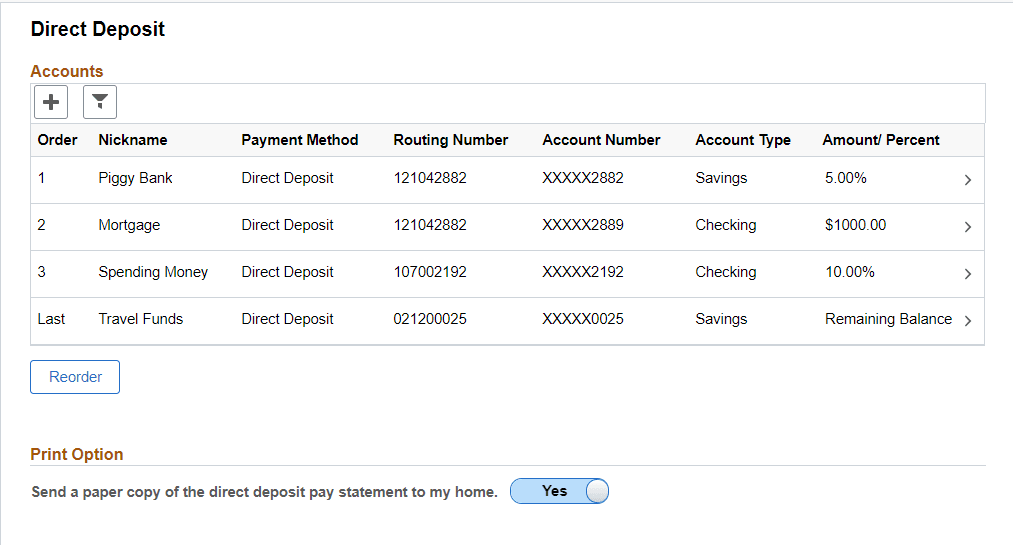 Pay and Compensation - Direct Deposit page