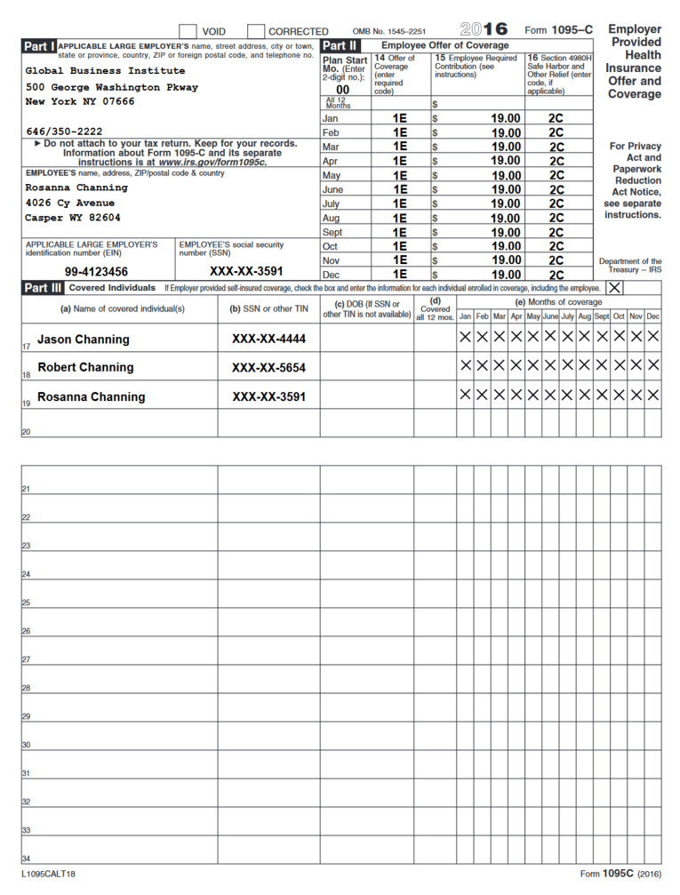(Tablet) Tax Form - Form 1095-C